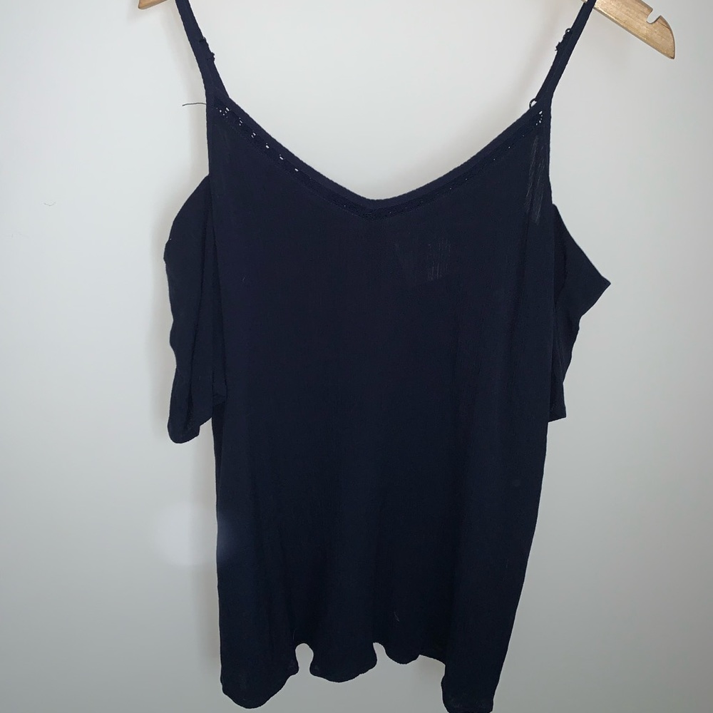 Cold Shoulder Blue Top